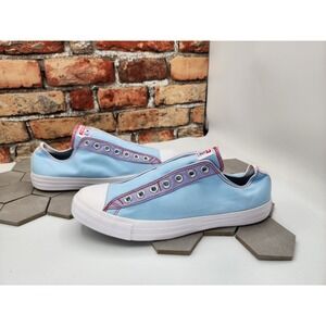 Converse by You Custom Chuck Taylor All Star Slip On Ox Men Sz‎ 10.5 Lt Blue Red